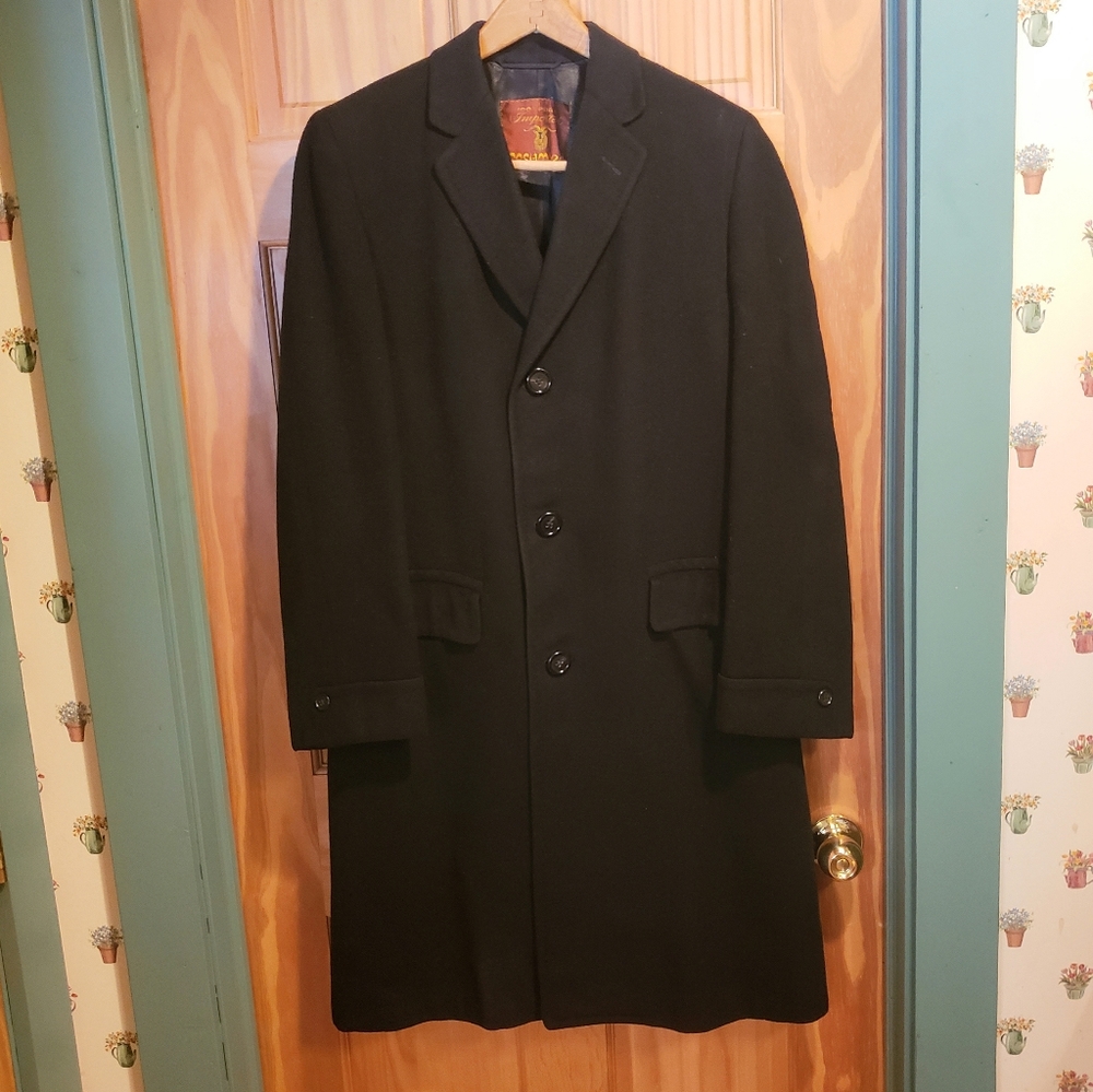 Vintage Cashmere Black Long Duster Coat